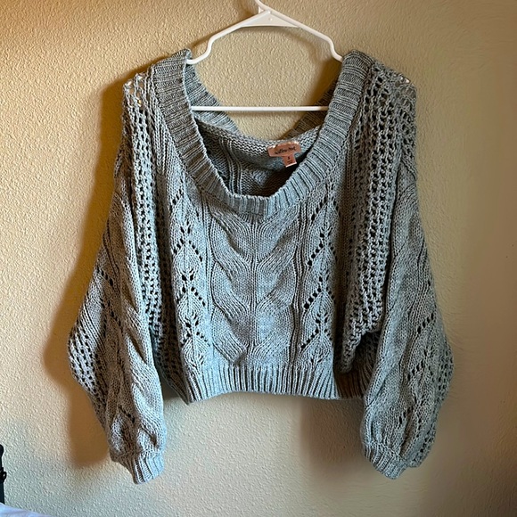Willow+Root Women’s Pointelle Cropped Sweater - Picture 1 of 6